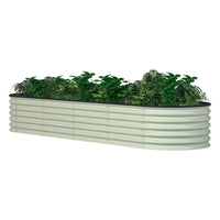 Veikous Metal Raised Garden Bed, 9-in-1 Modular Garden Beds for Vegetables Herbs and Flowers, Oval