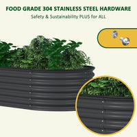 Veikous galvanized raised garden bed, 17" gray