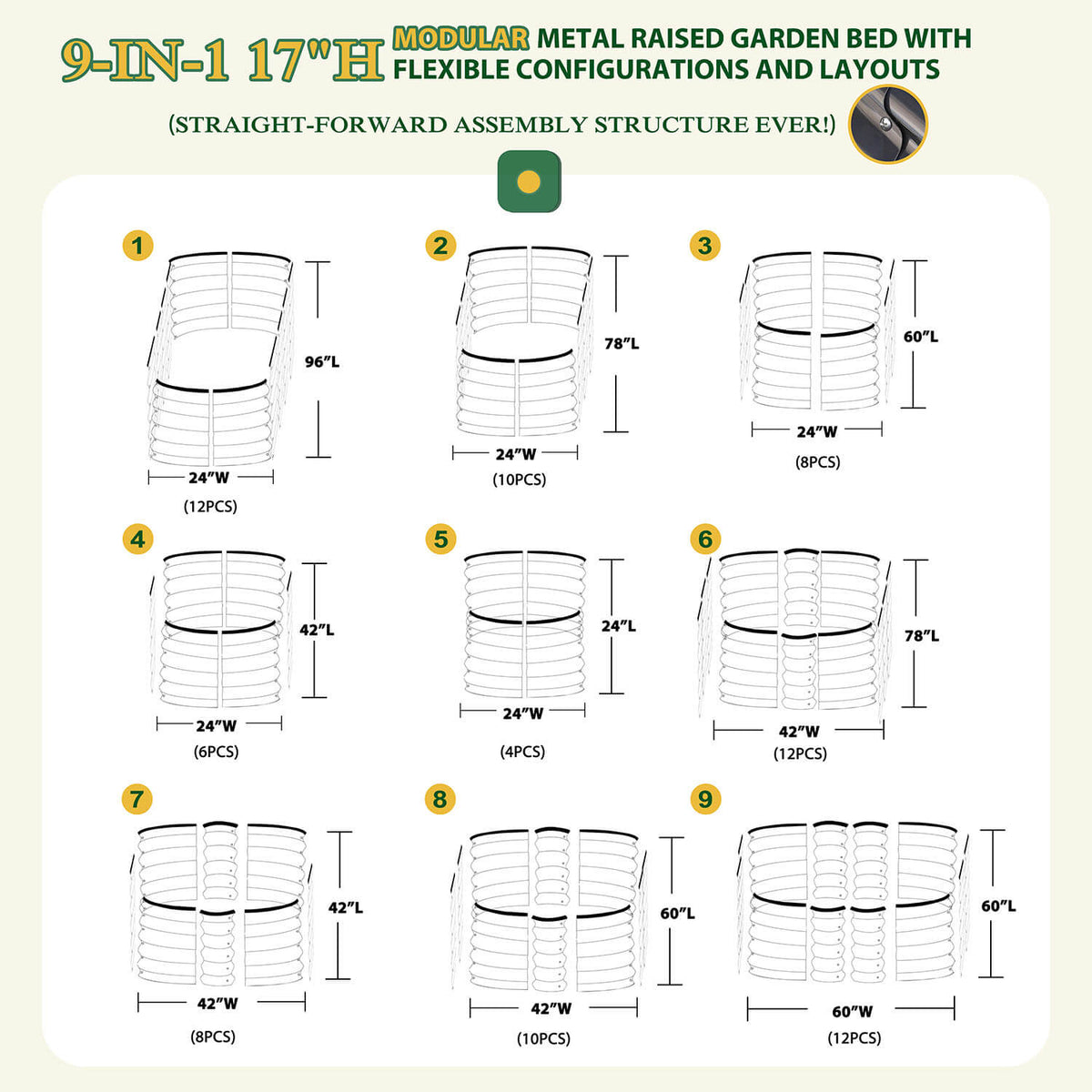 metal planting beds, 17" gray
