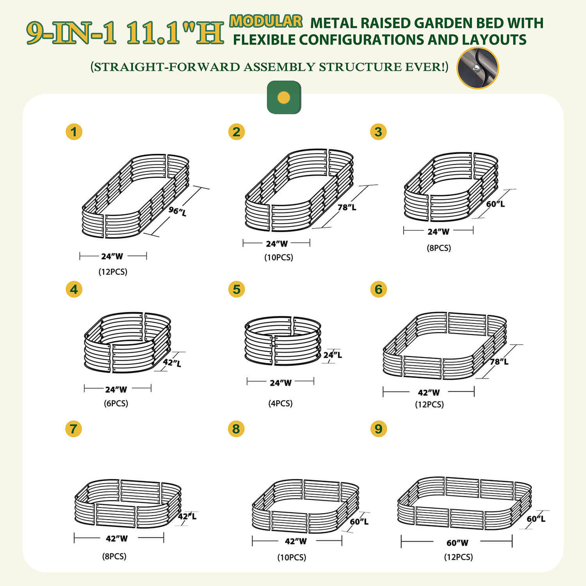 gray modular galvanized steel raised garden bed