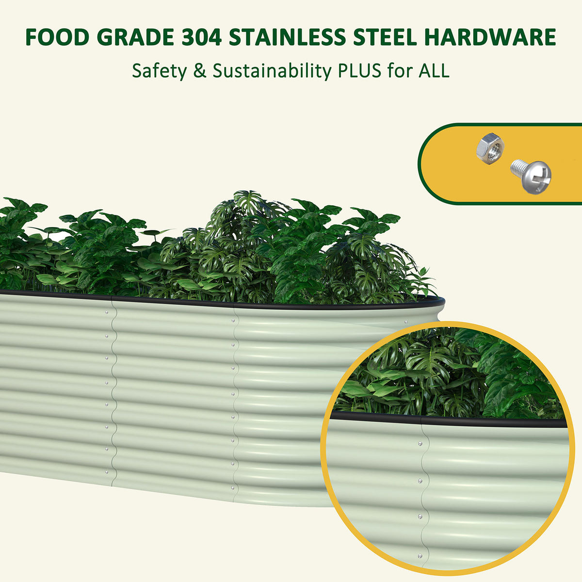 Veikous Metal Raised Garden Bed, 9-in-1 Modular Garden Beds for Vegetables Herbs and Flowers, Oval