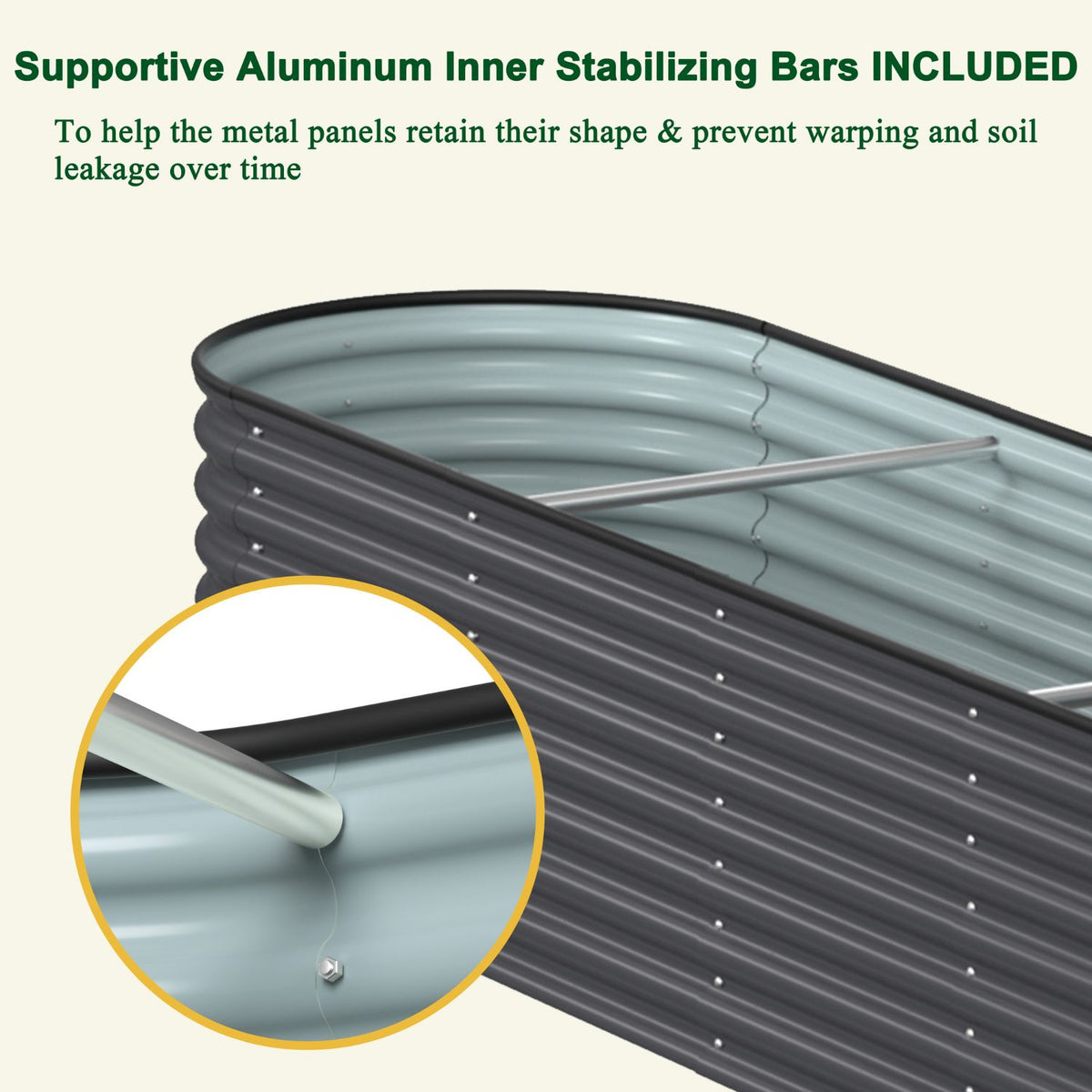 galvanized raised planter box with bars