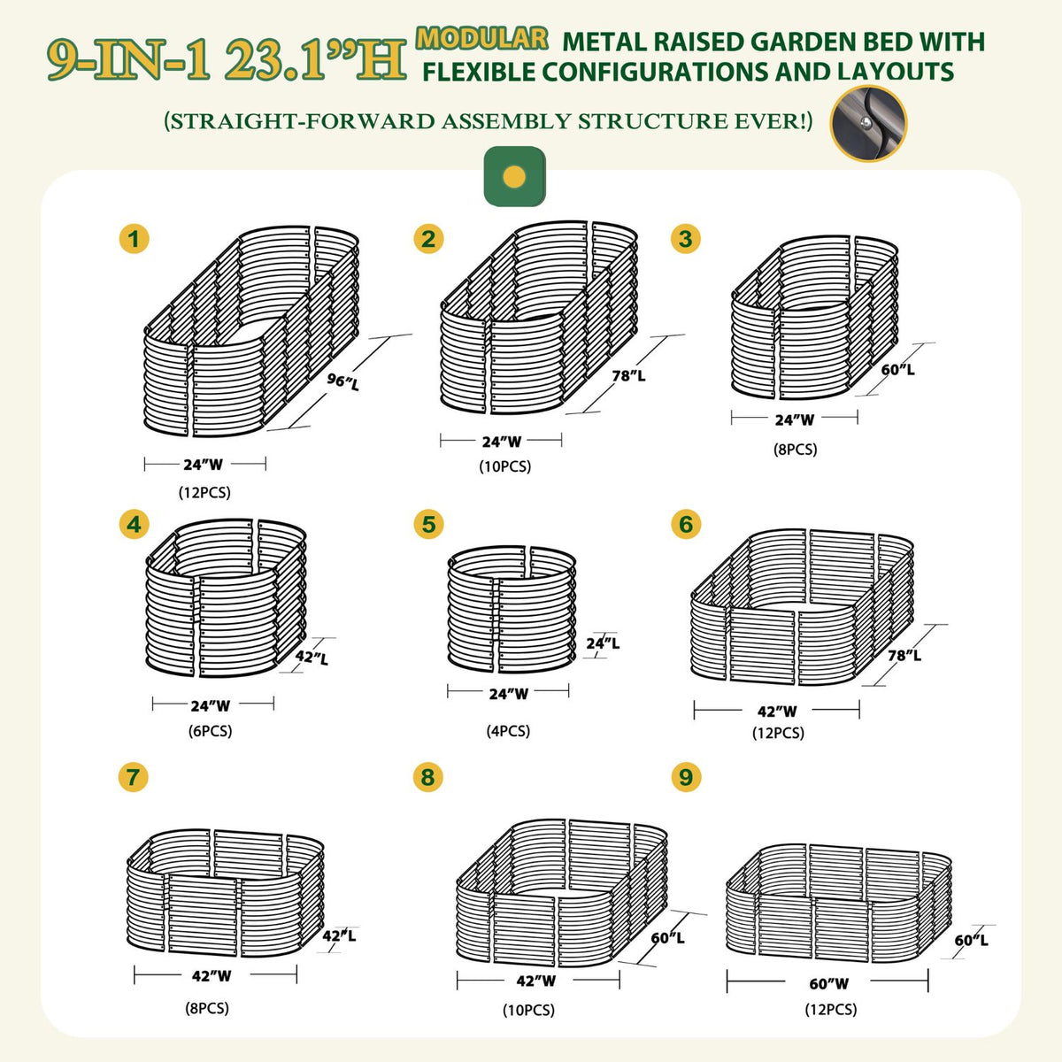 ready made raised bed kits, 23" gray