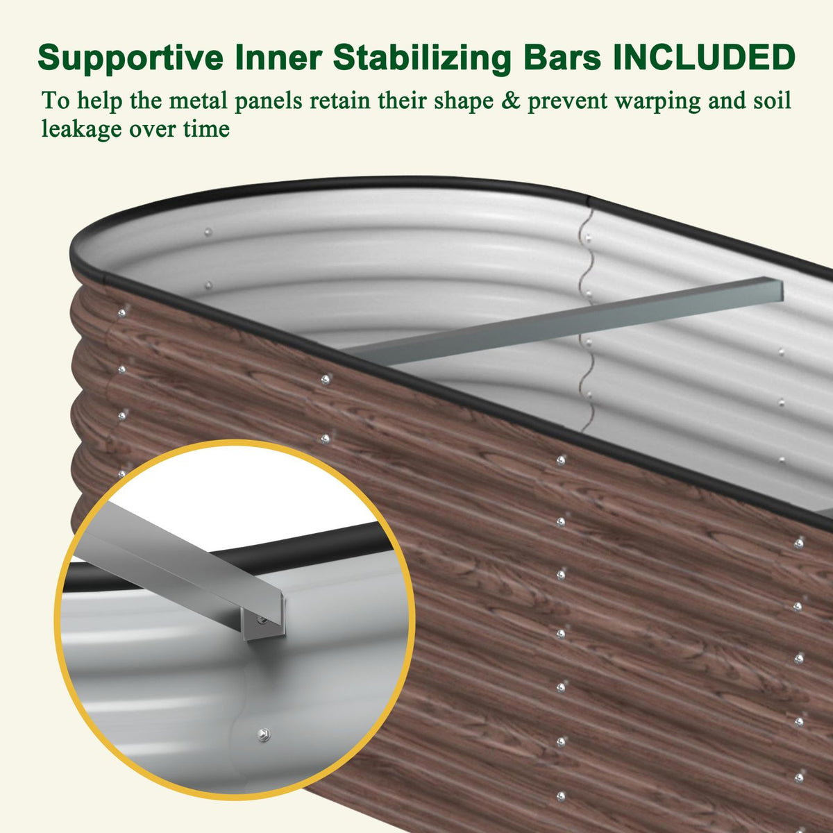 raised garden planter with support rods