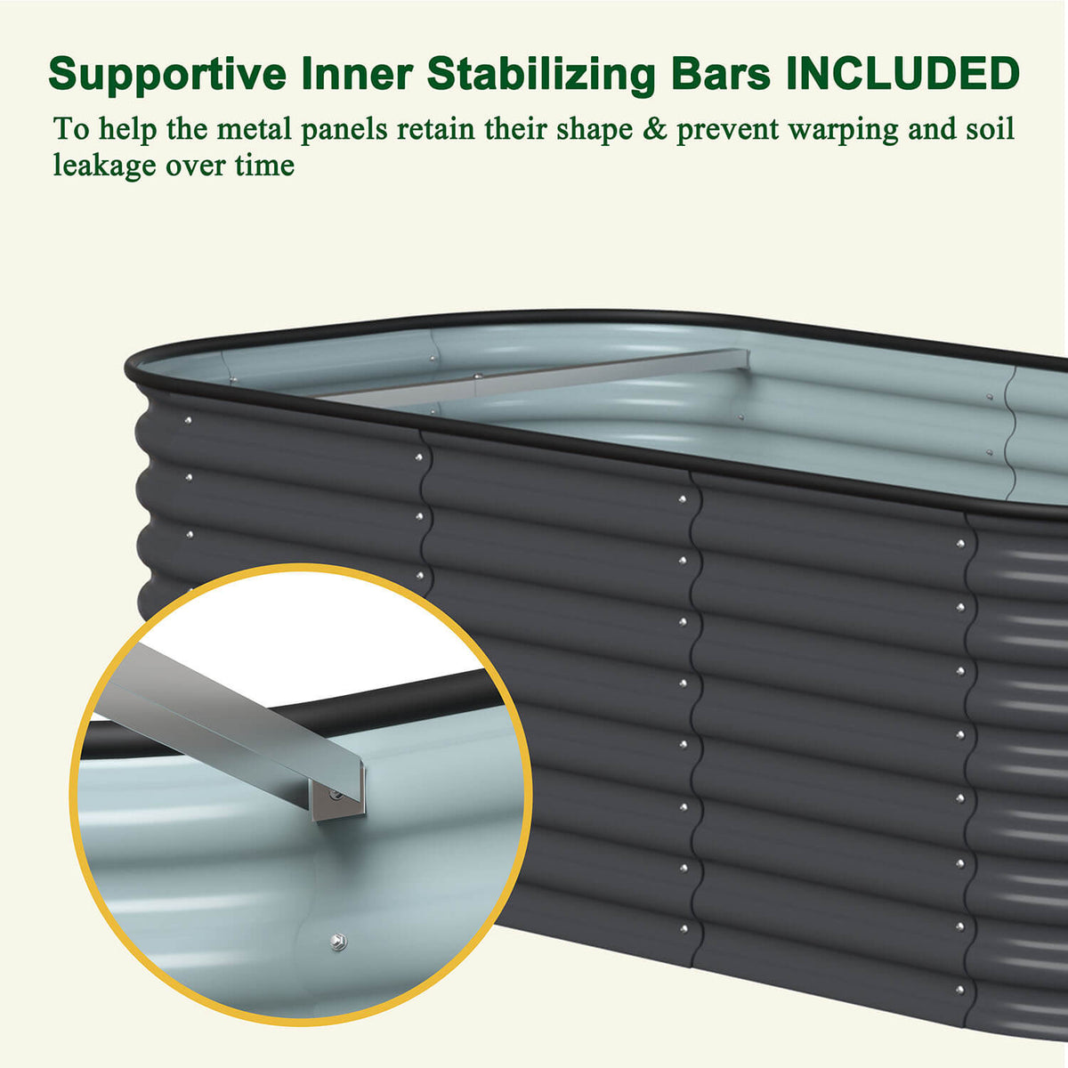 tall garden box with support rods