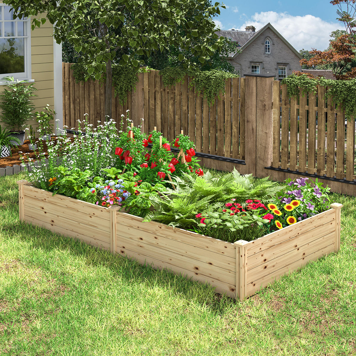 wood raised garden bed kit