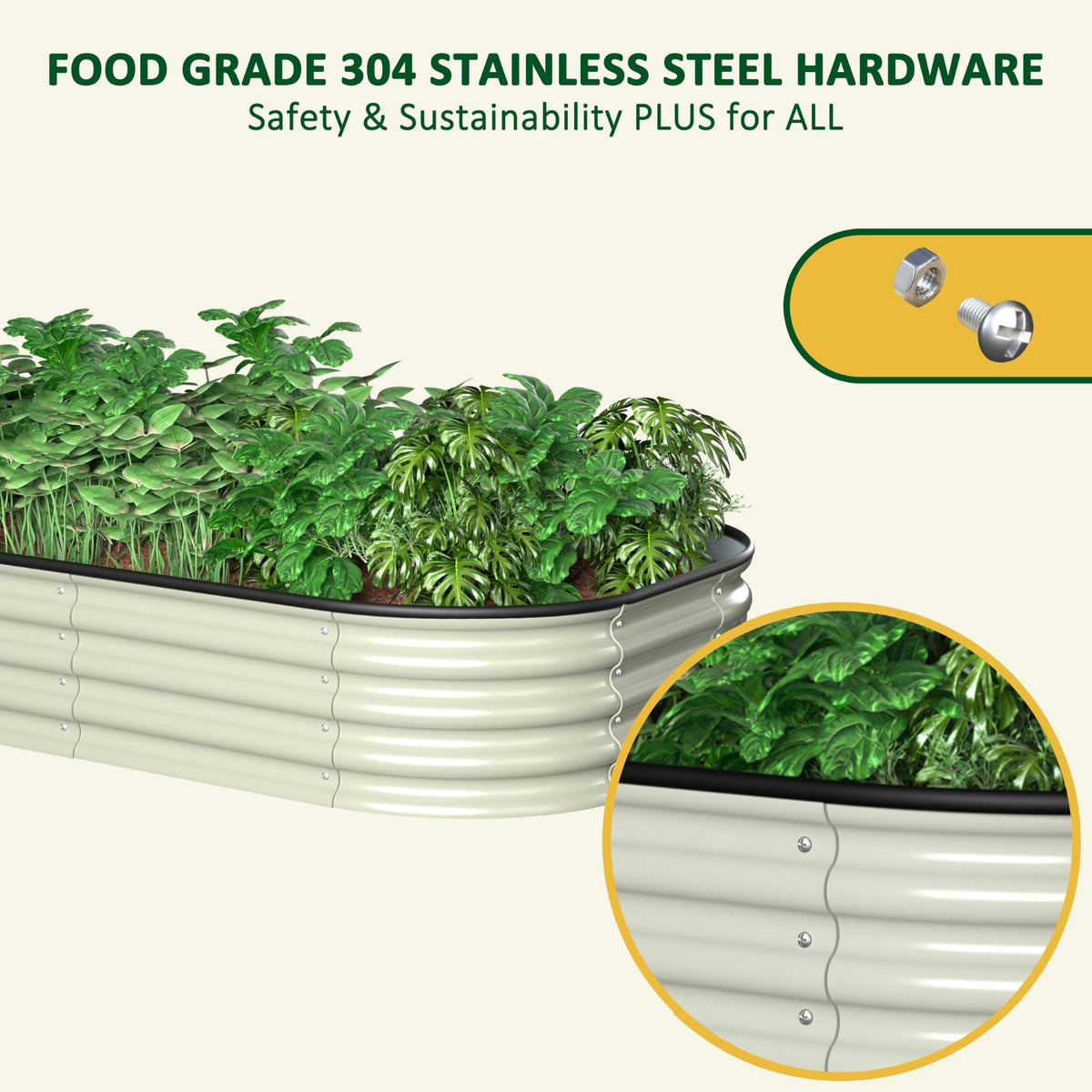 Durable Galvanized Raised Garden Bed Kit with 304 Stainless Steel Hardware