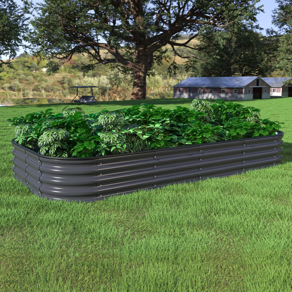 Durable Steel Planter Box Outdoor, Gray