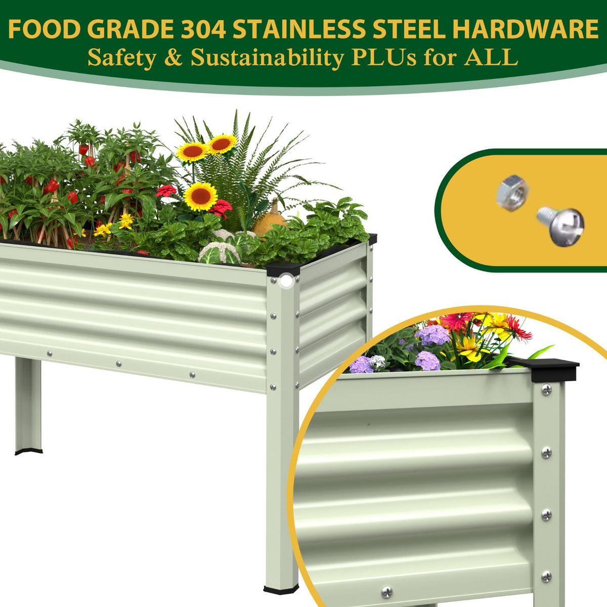 Raised Planter Box with Food Grade Hardware