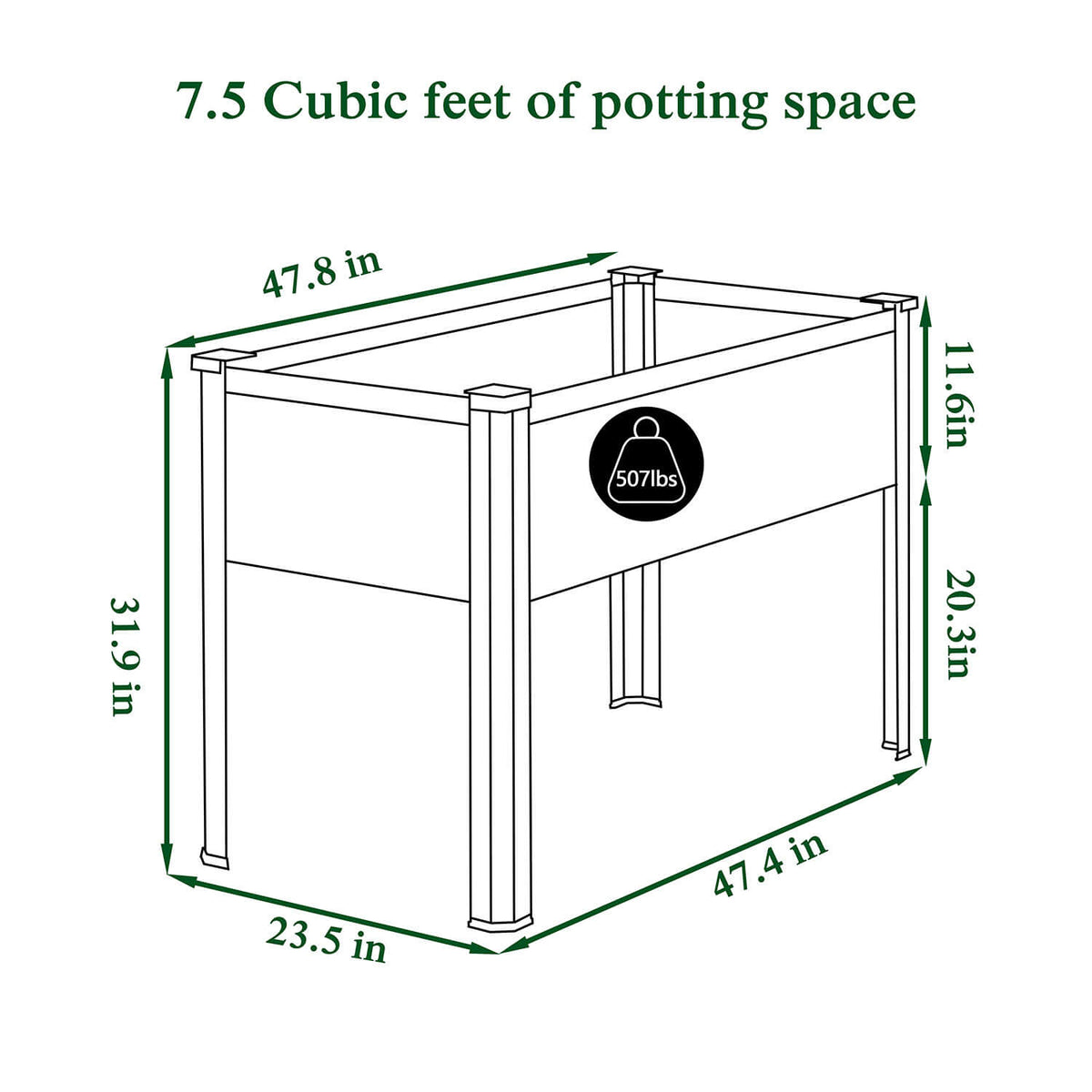 Galvanized Raised Planter with Large Potting Space