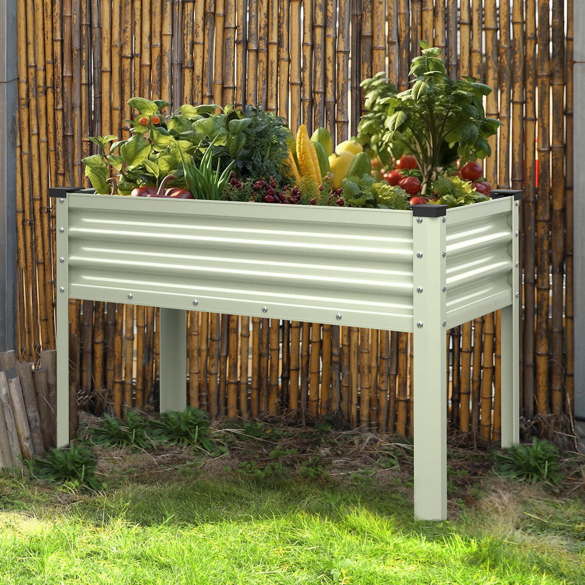 Steel elevated garden bed