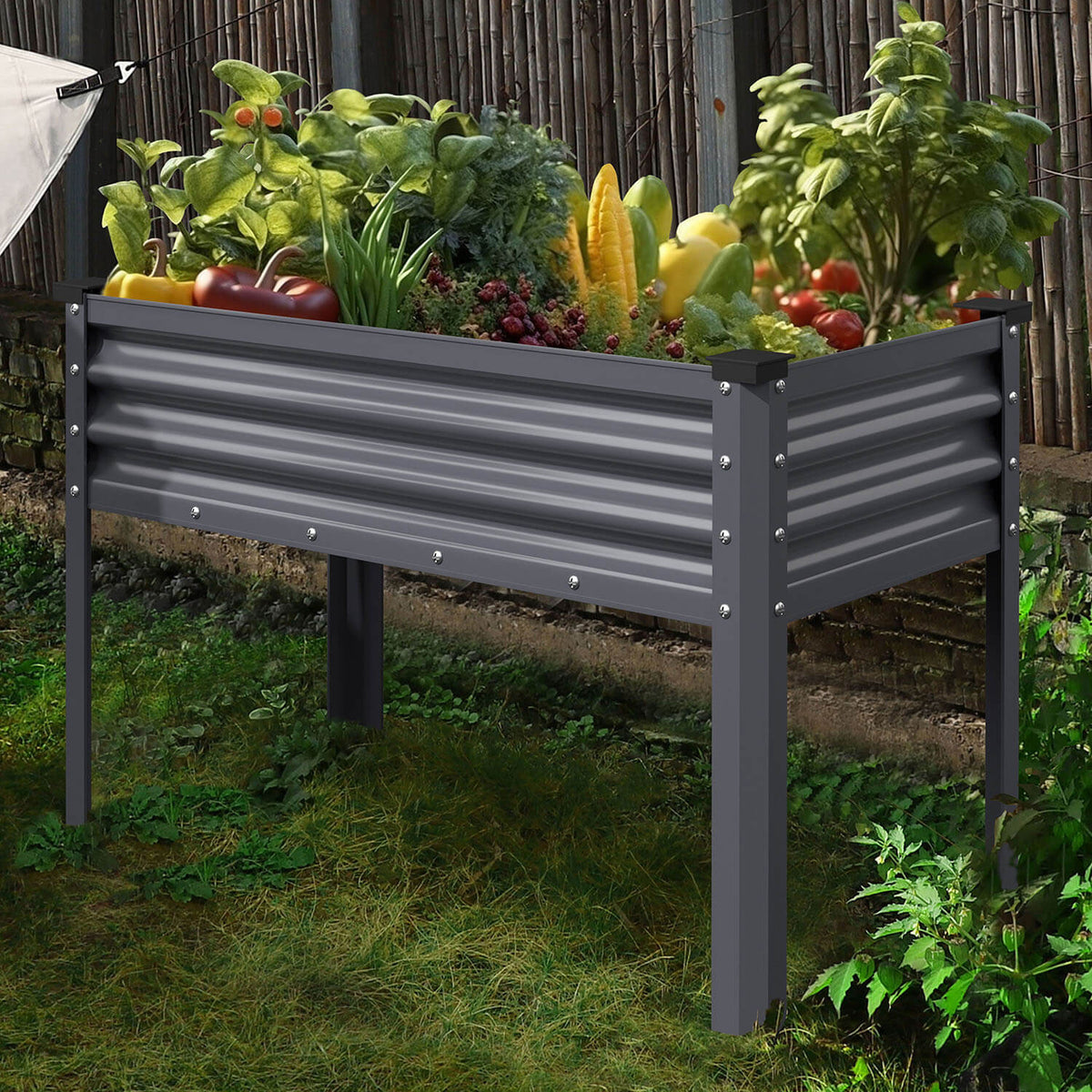 Metal raised planter box