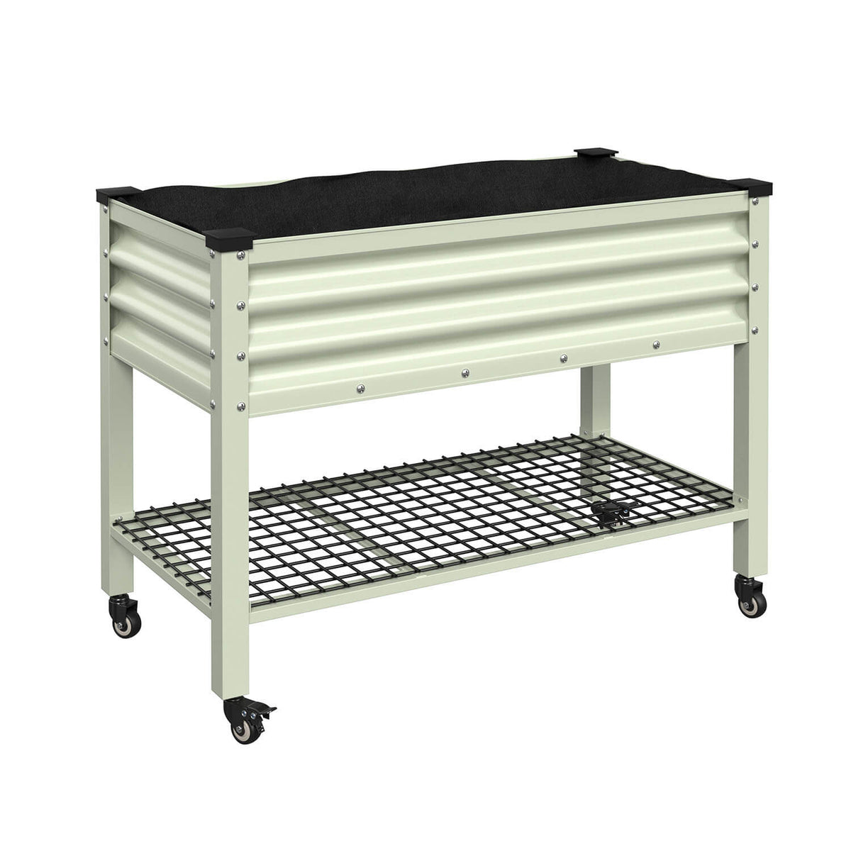Veikous 33" Tall Planter Box with Legs, Galvanized Raised Garden Bed on Wheels with Shelf for Outdoor Use