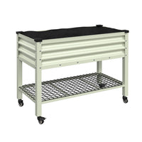 Veikous 33" Tall Planter Box with Legs, Galvanized Raised Garden Bed on Wheels with Shelf for Outdoor Use