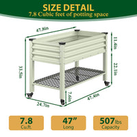Veikous 33" Tall Planter Box with Legs, Galvanized Raised Garden Bed on Wheels with Shelf for Outdoor Use