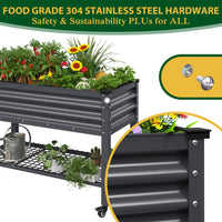 Mobile Garden Bed with Food Grade 304 Stainless Steel Hardware