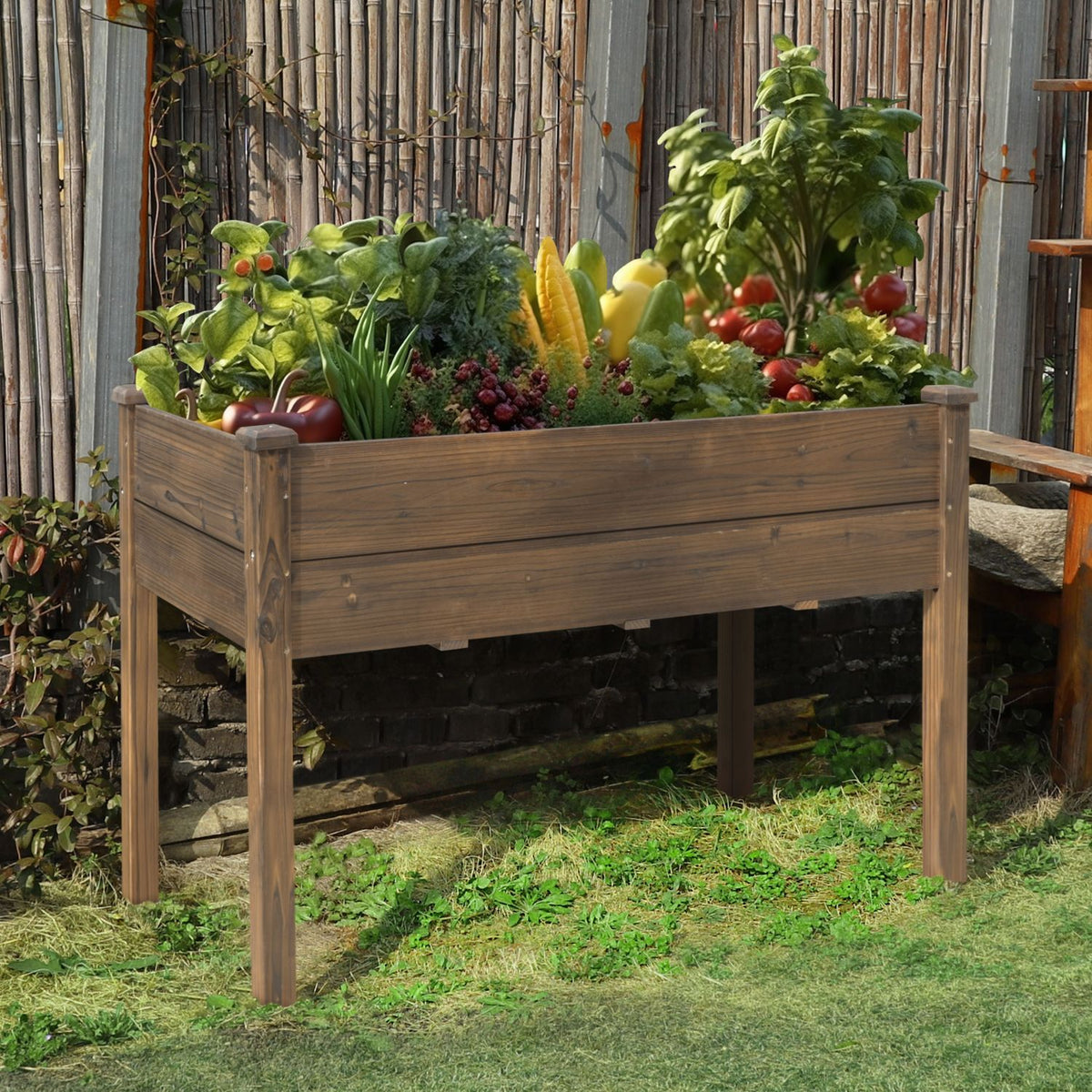 Elevated Planter with Drainage Holes, Saddlebrown
