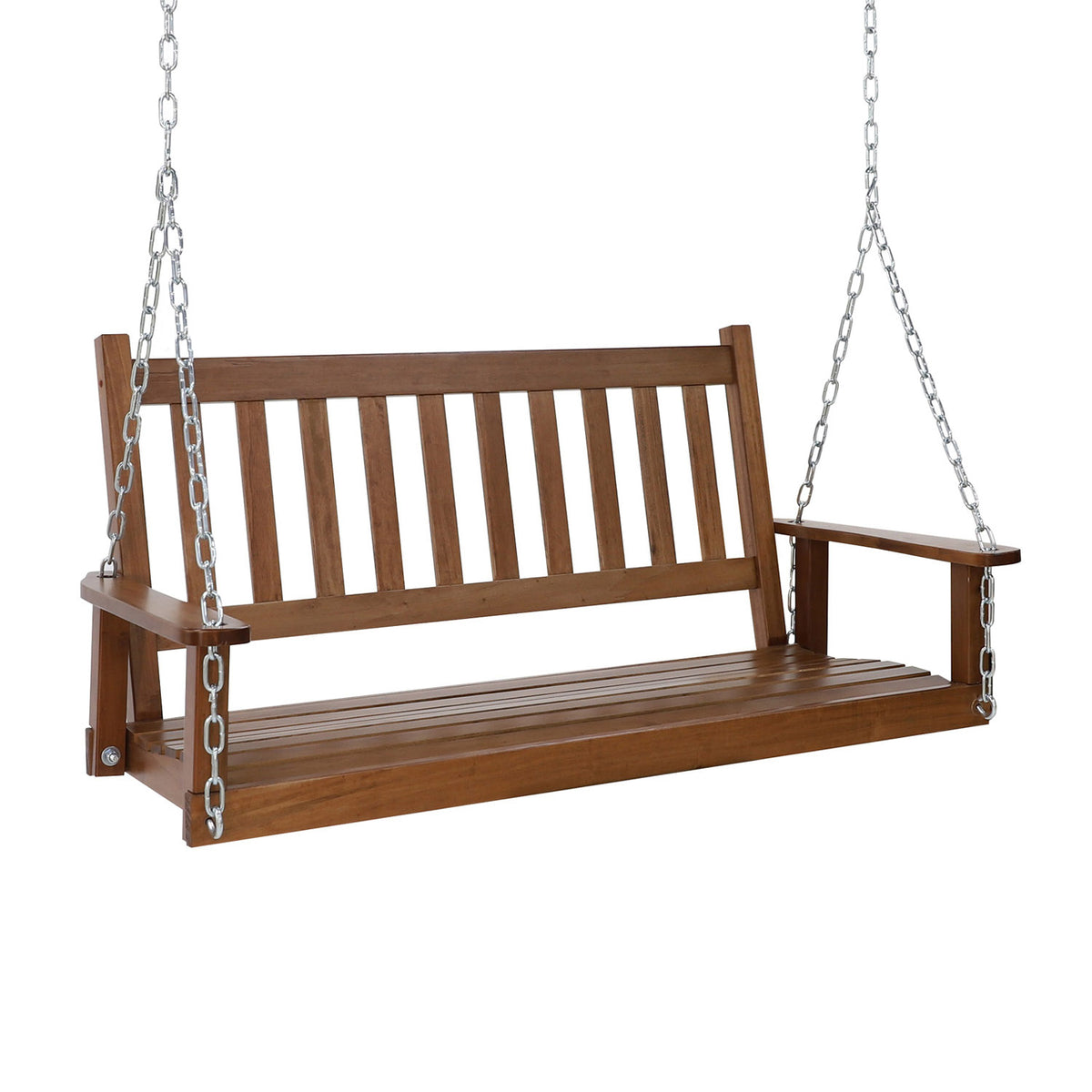 Outdoor Swing Bench for Porch, 2-Person Wood Hanging Swing – Veikous
