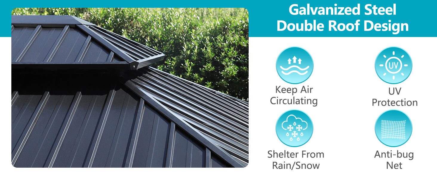 Galvanized Steel Double Roof Gazebo