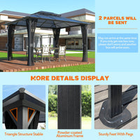 VEIKOUS Aluminum Gazebo with Polycarbonate Roof and Netting