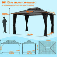 VEIKOUS Aluminum Gazebo with Polycarbonate Roof and Netting