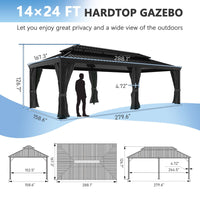 black rectangle gazebo with hardtop steel roof