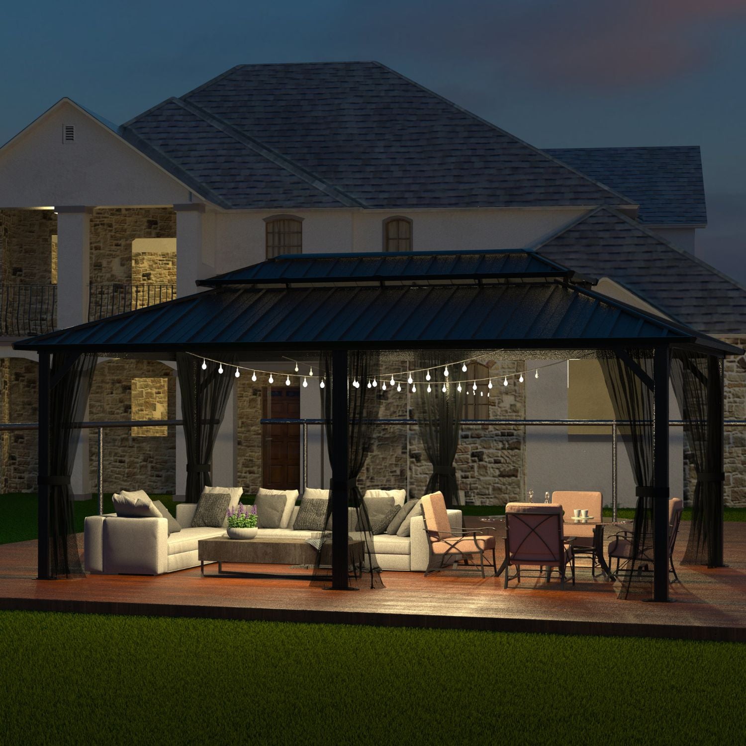 【蝶豆 】ヨルダン館　 225g 2個 12x20 Gazebo Hardtop, Outdoor Metal Gazebo with Double Roof