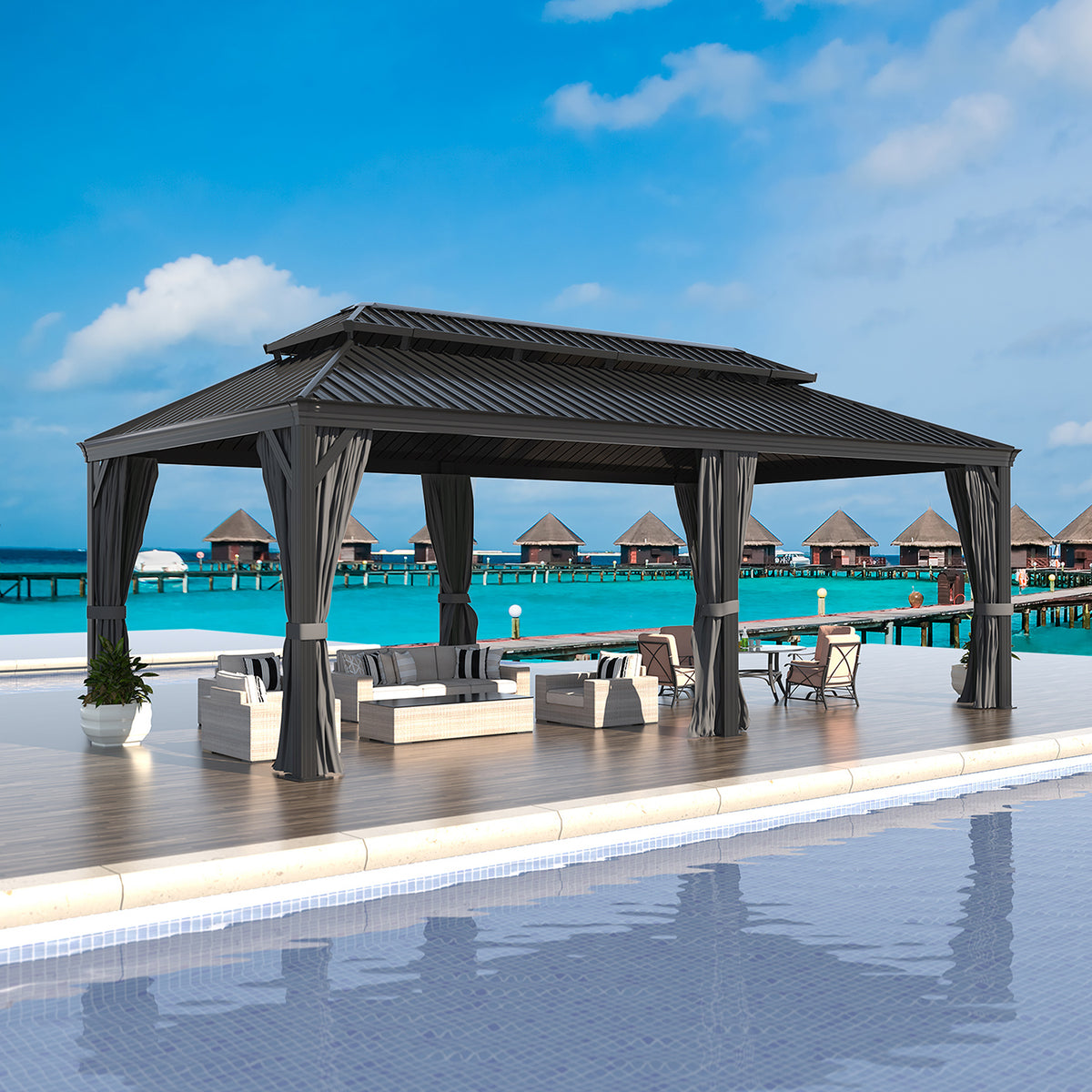 aluminum gazebo with metal roof