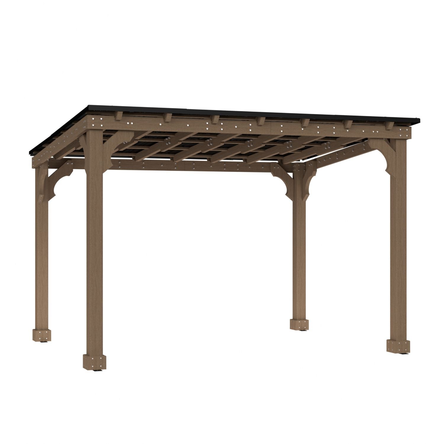 Hardtop Wooden Grill Gazebo with Sloping Metal Roof for BBQ – Veikous