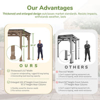 Veikous Hardtop Grill Gazebo, Wooden Gazebo for BBQ, with Sloping Metal Roof, 10 x 12, 10 x 20