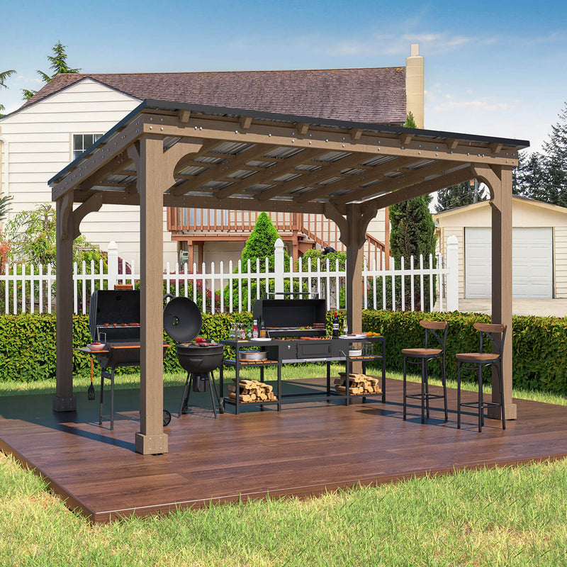 slanted roof pavilion for barbecue use