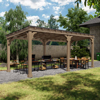 Veikous Hardtop Grill Gazebo, Wooden Gazebo for BBQ, with Sloping Metal Roof, 10 x 12, 10 x 20