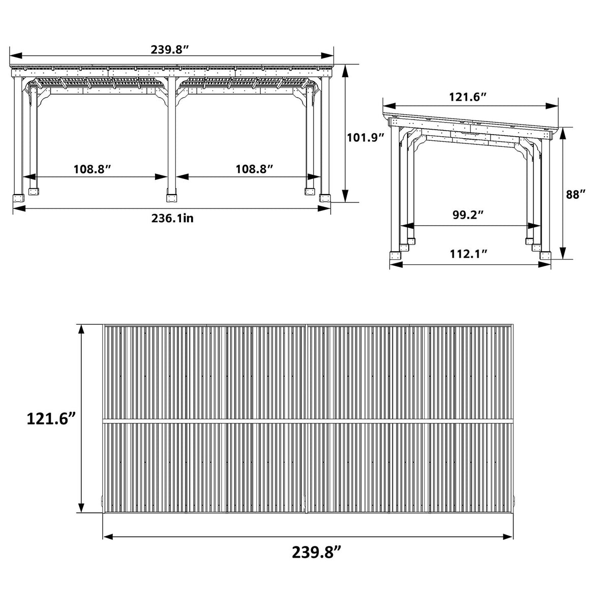 Veikous Hardtop Grill Gazebo, Wooden Gazebo for BBQ, with Sloping Metal Roof, 10 x 12, 10 x 20