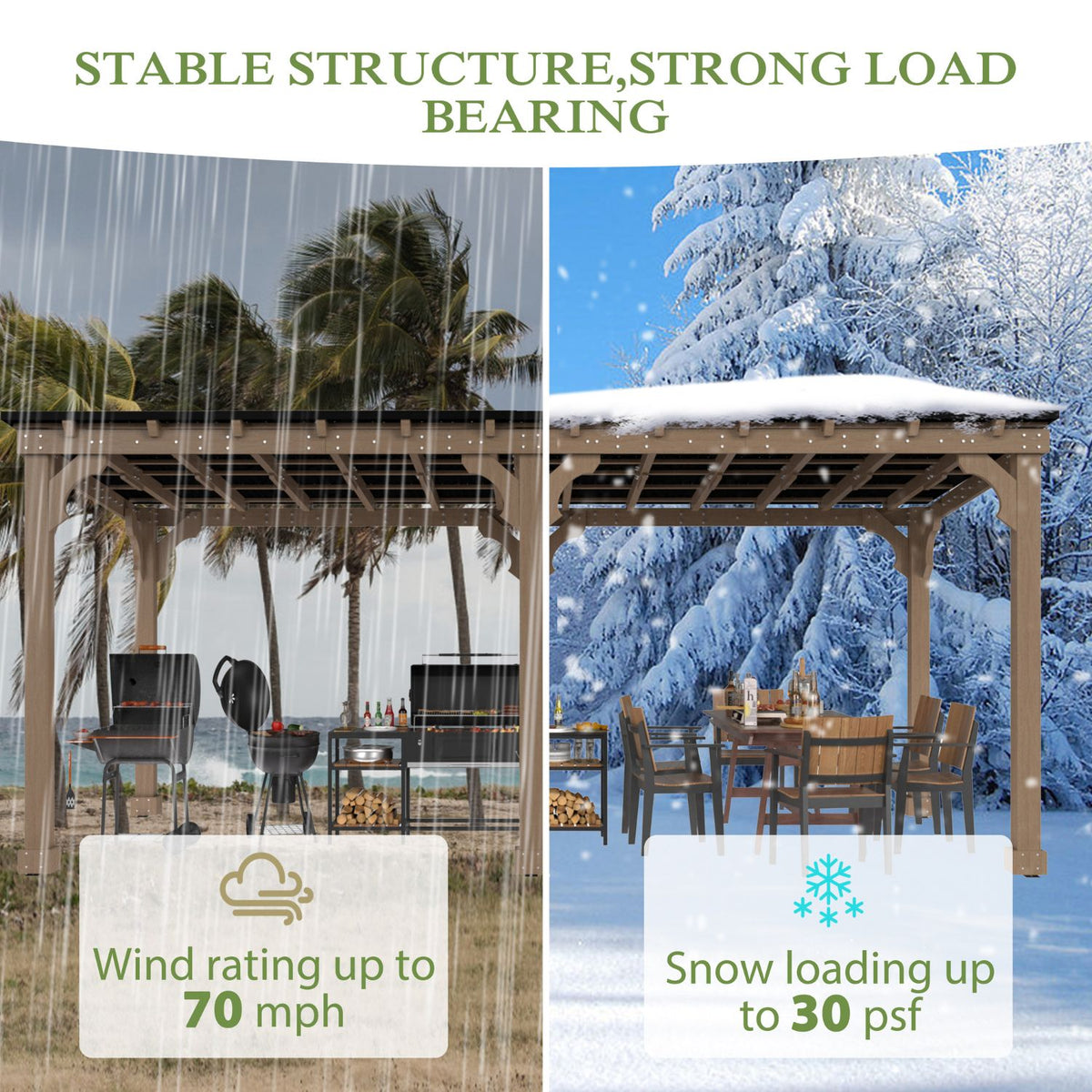 Veikous Wood Gazebo for Outdoor