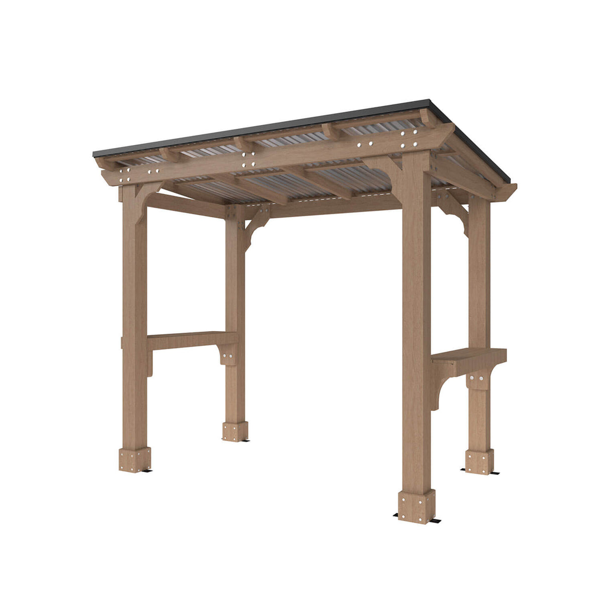 VEIKOUS Wood Grill Gazebo with Sloping Roof