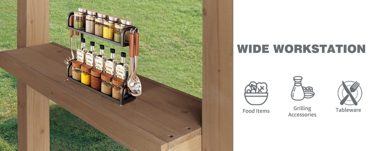 Veikous Grill Gazebo with Two Spacious Workstations