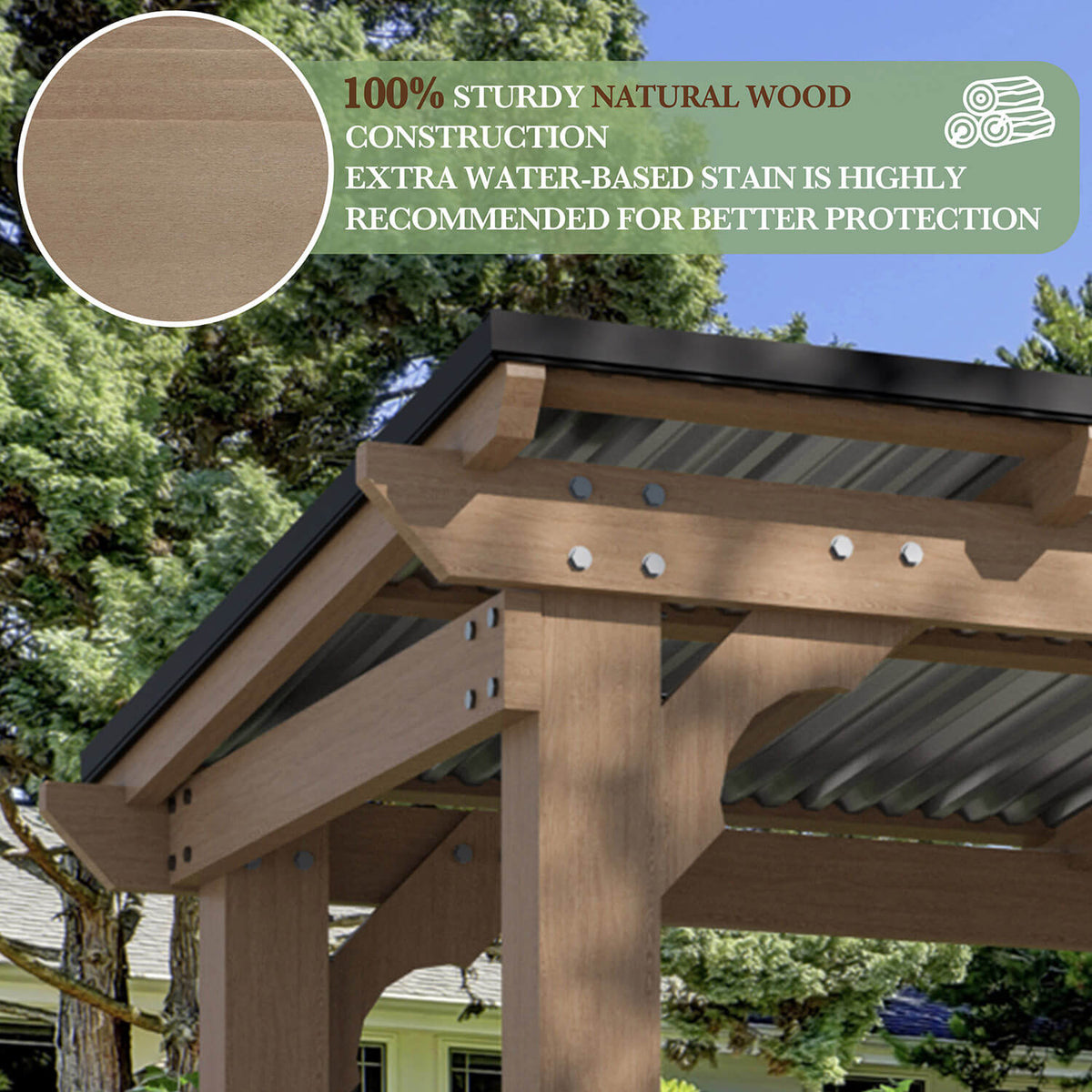 VEIKOUS Wood Grill Gazebo with Sloping Roof