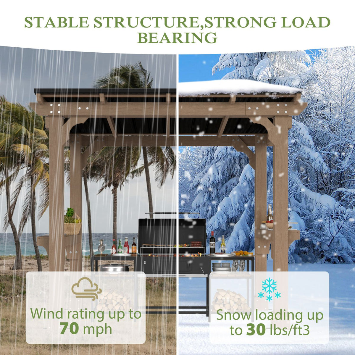 Wood Grill Gazebo for All-Weather