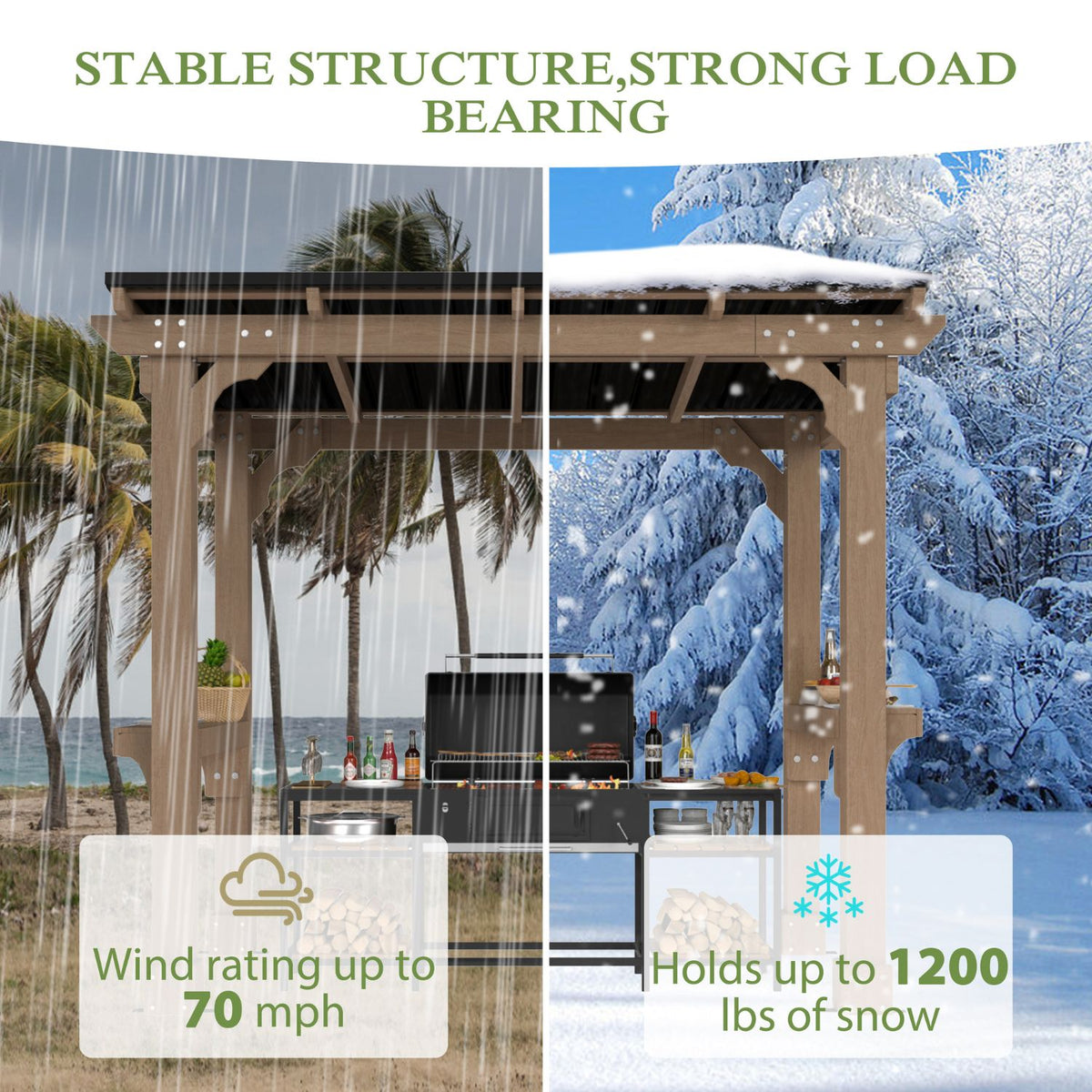 Wood Grill Gazebo for All-Weather