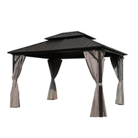 VEIKOUS Gazebo 10x12, Patio Gazebo with Netting and Curtains, Aluminum Hardtop