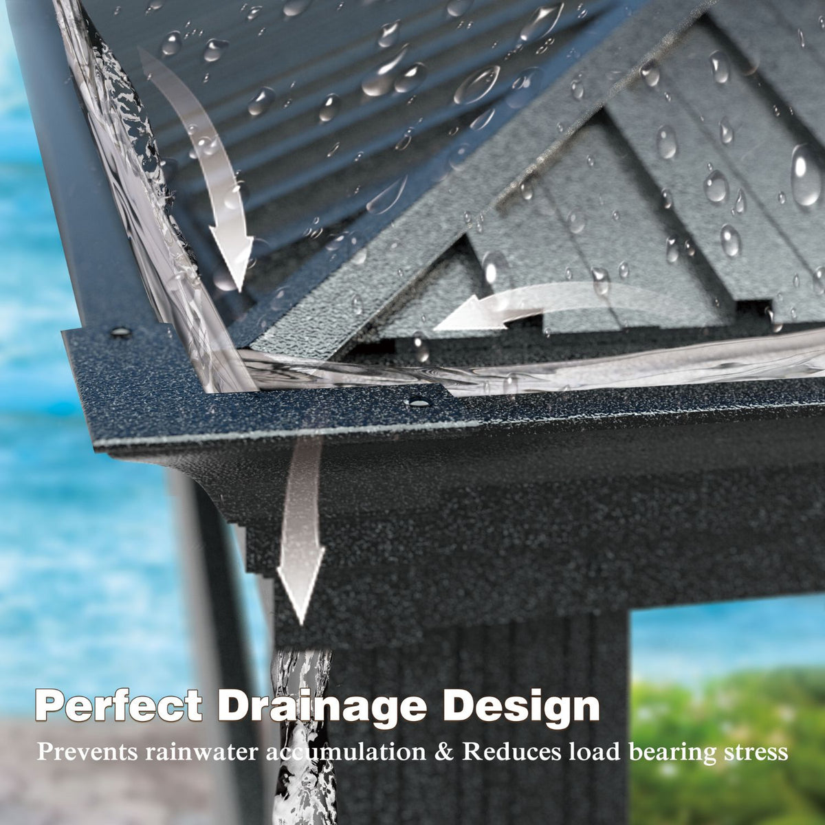 Outdoor Hardtop Gazebo with Drainage Design