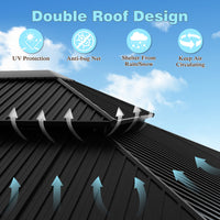 Veikous Outdoor Double Roof Hardtop Gazebo