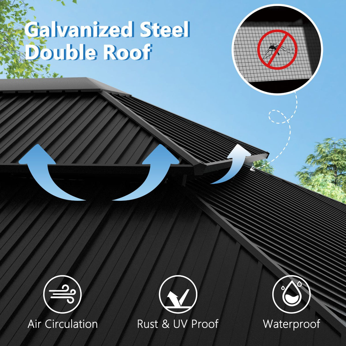 Veikous Outdoor Double Roof Hardtop Gazebo