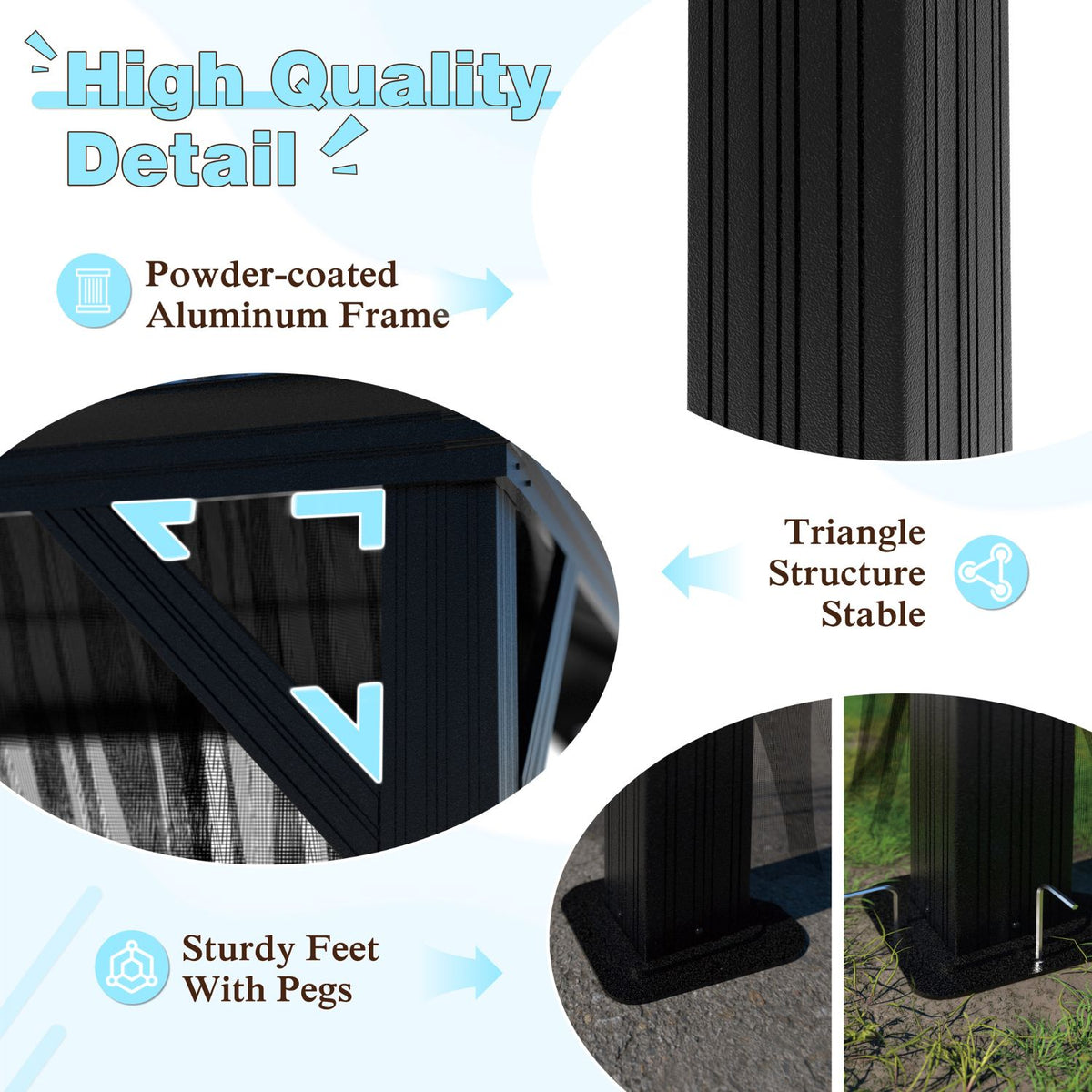 Heavy-Duty Permanent Outdoor Gazebo with Aluminum Frame