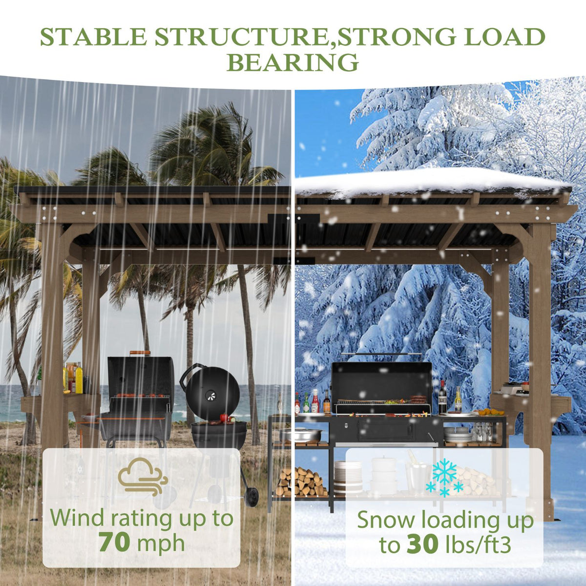 Heavy Duty Wood Grill Gazebo