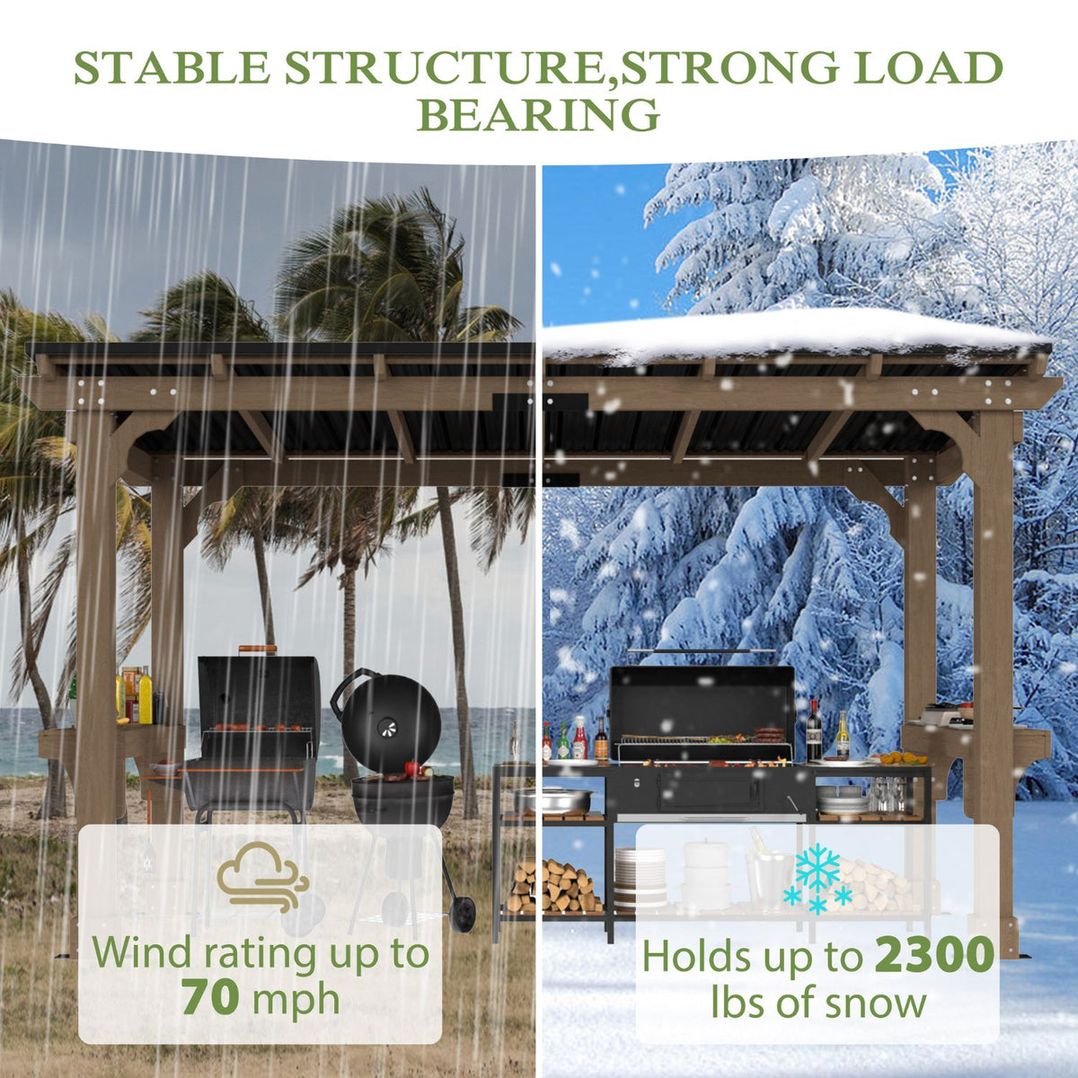 Heavy Duty Wood Grill Gazebo