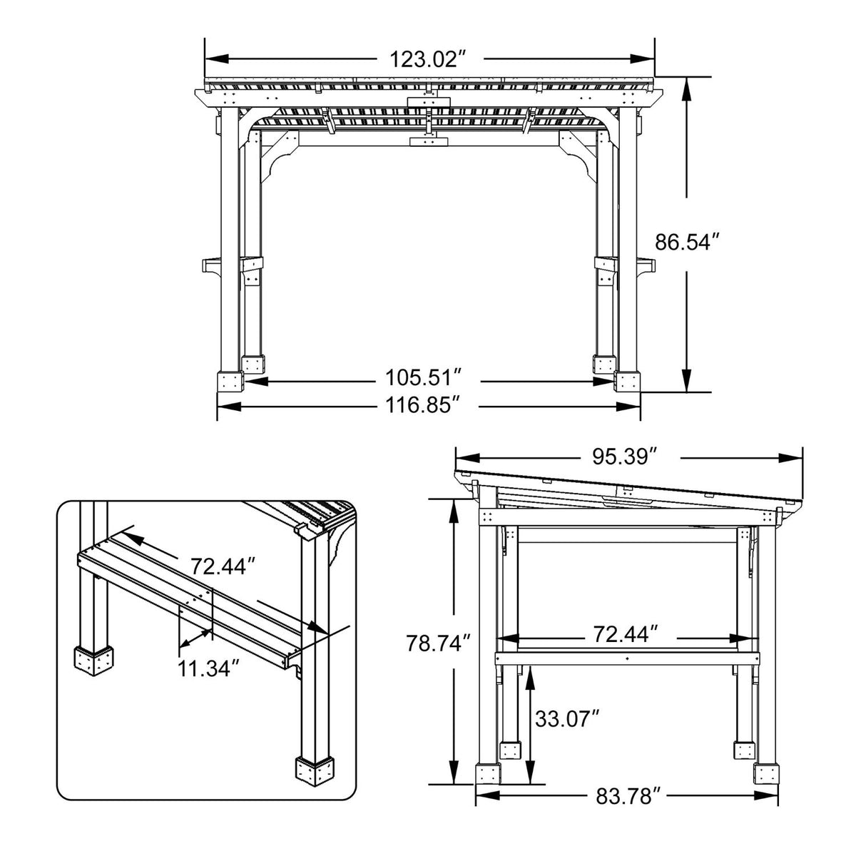 8' x 10' Sloped Roof Grill Gazebo