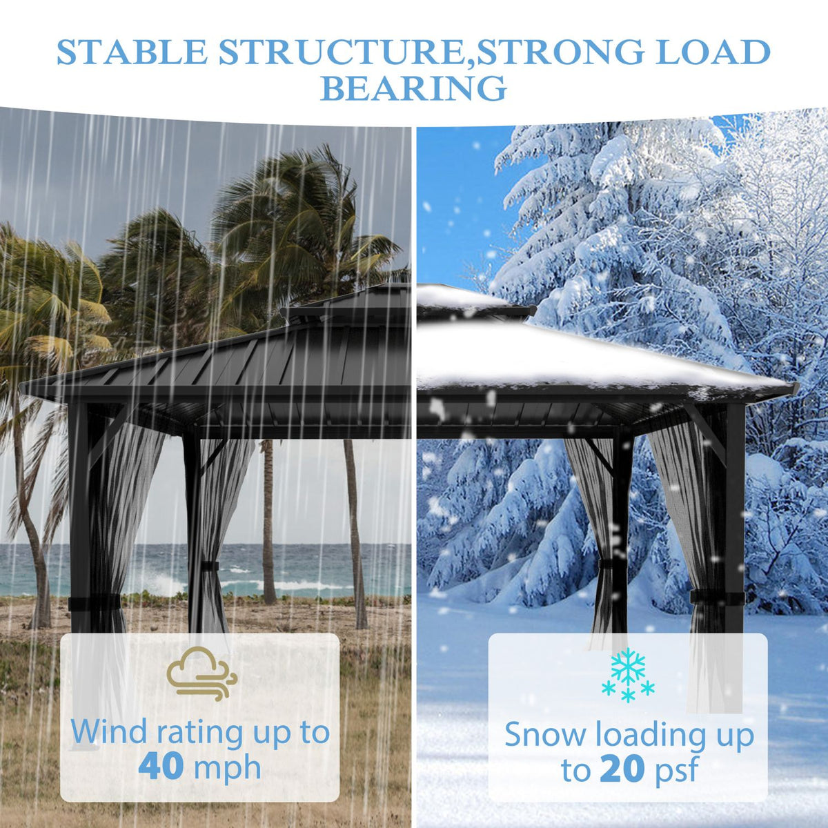 12x12 Hardtop Gazebo, Heavy Duty