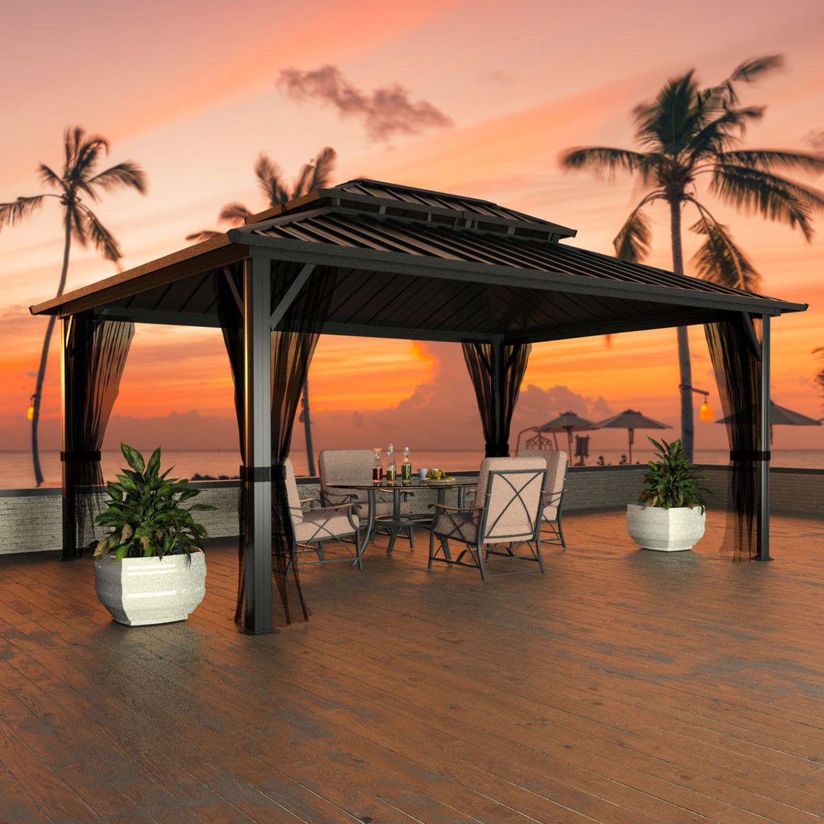 aluminum double hardtop gazebo