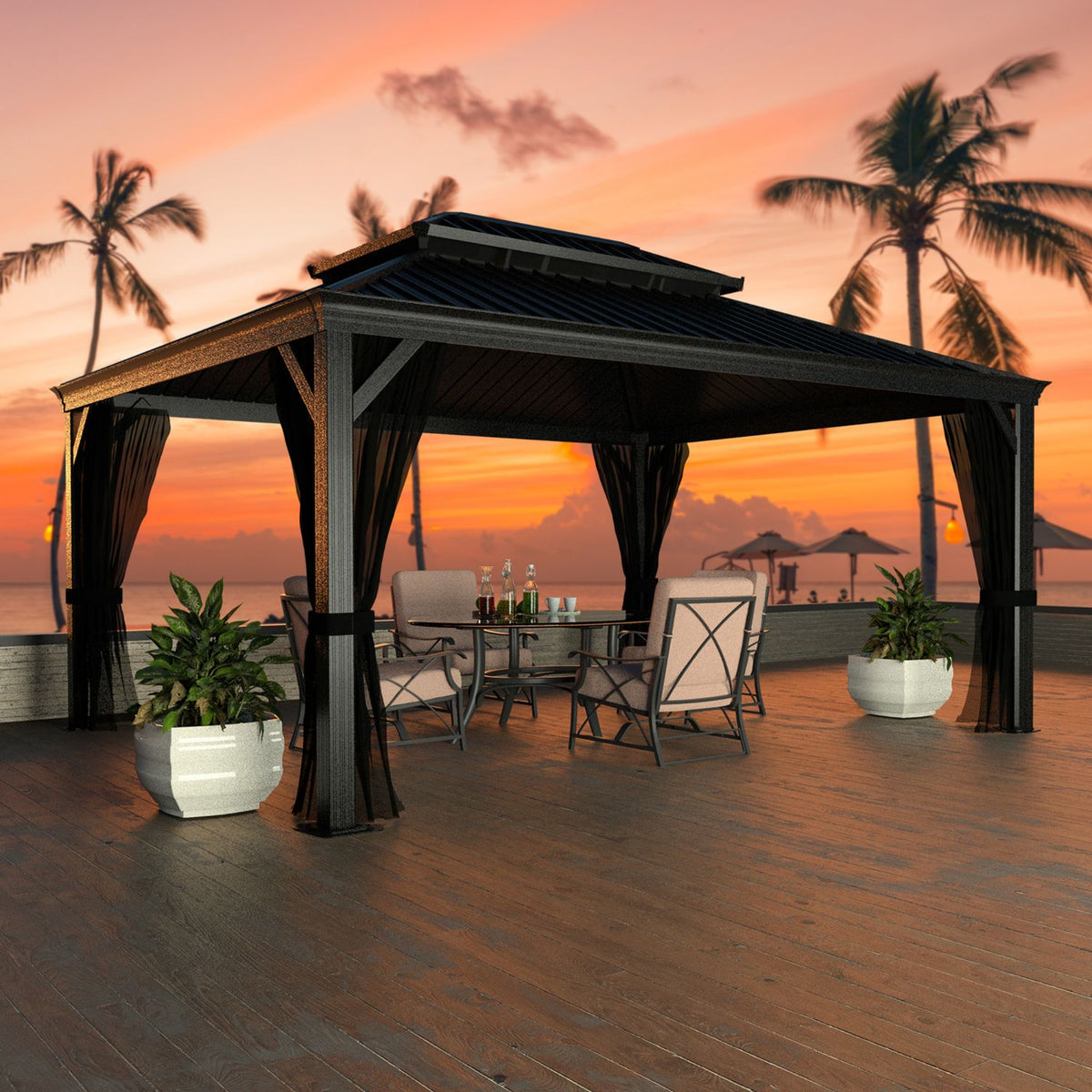 galvanized steel double roof gazebo